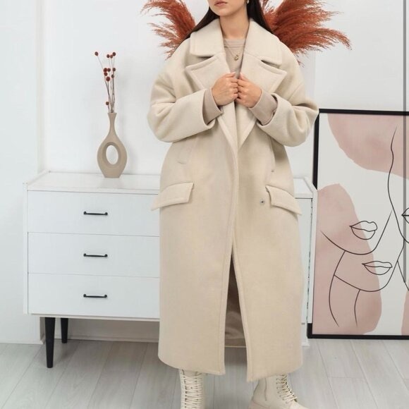 NWT ZARA Oversized Vanilla/Cream Coat with Pockets Size L, M, S - Picture 5 of 14